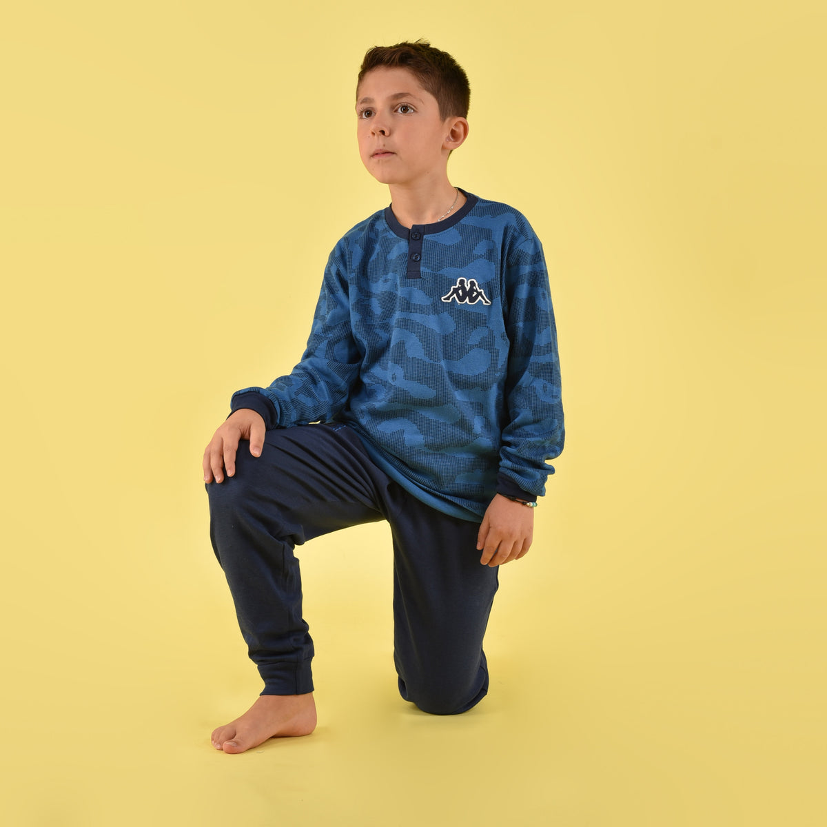 Pigiama bimbo ragazzo Kappa caldo cotone blu royal 22106
