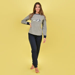 Pigiama donna Ambro caldo cotone D6009.22 grigio