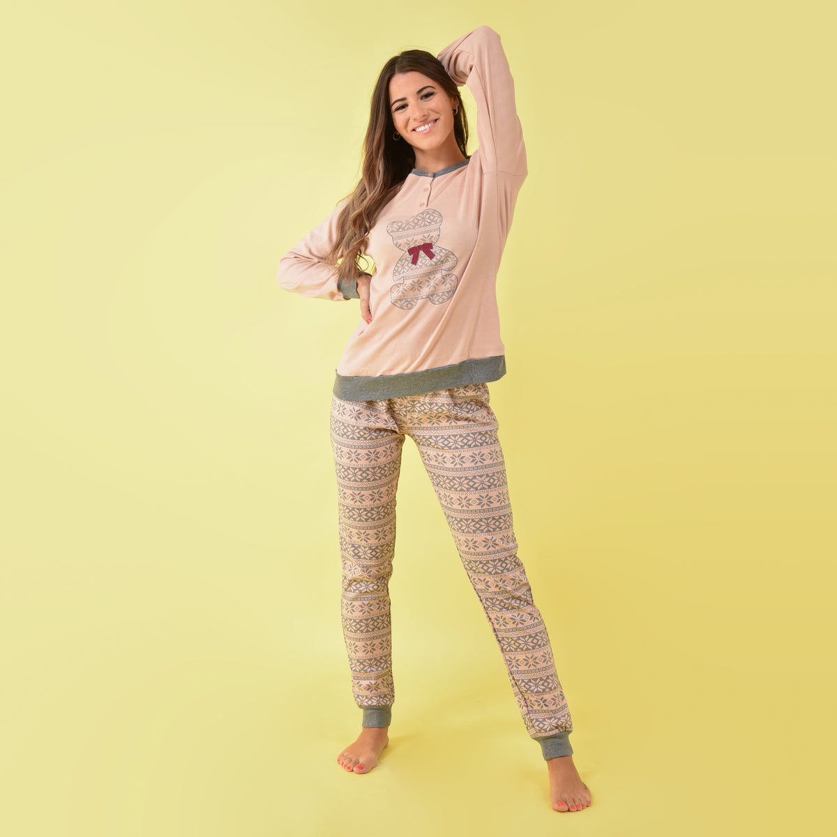 Pigiama donna Ambro caldo cotone D6001.22 rosa