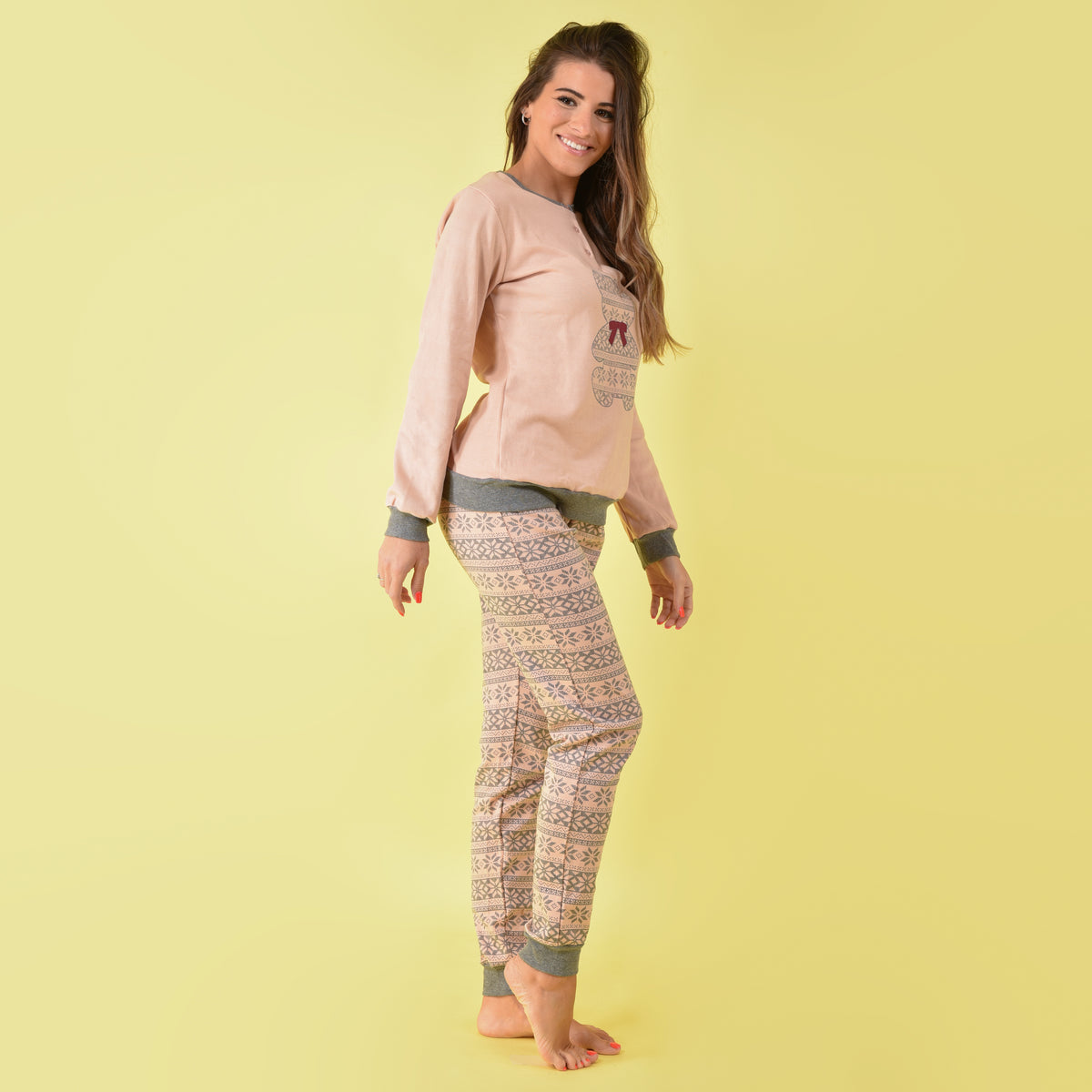 Pigiama donna Ambro caldo cotone D6001.22 rosa