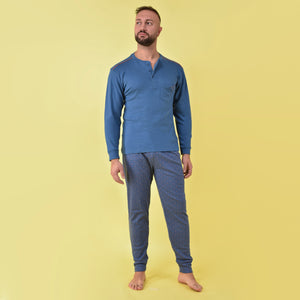 Pigiama uomo caldo cotone invernale Karelpiù SE3425 jeans