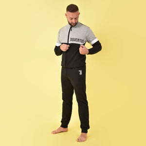 Pigiama con zip Juventus felpato a collo alto B2JU14133 grigio
