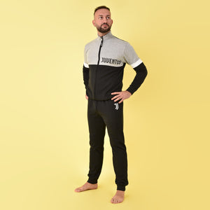 Pigiama con zip Juventus felpato a collo alto B2JU14133 grigio