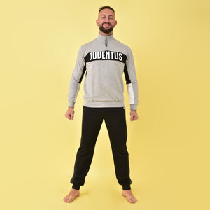 Pigiama felpa collo alto zip + pantaloni felpato Juventus b2ju14132 grigio