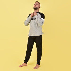 Pigiama caldo cotone uomo Juventus grigio sportivo B2JU14130