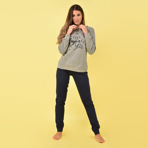 Pigiama donna caldo cotone con polsini Ambro D6013.22 grigio