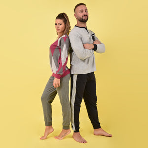 Pigiama donna invernale rombi Jadea 5166 antracite