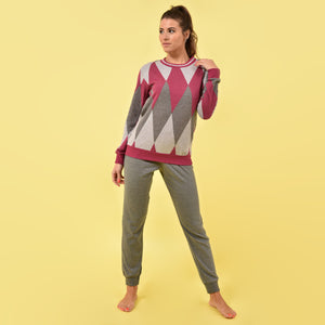 Pigiama donna invernale rombi Jadea 5166 antracite