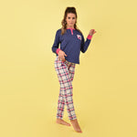 Pigiama donna Kappa invernale KWW22210 caldo cotone scacchi navy