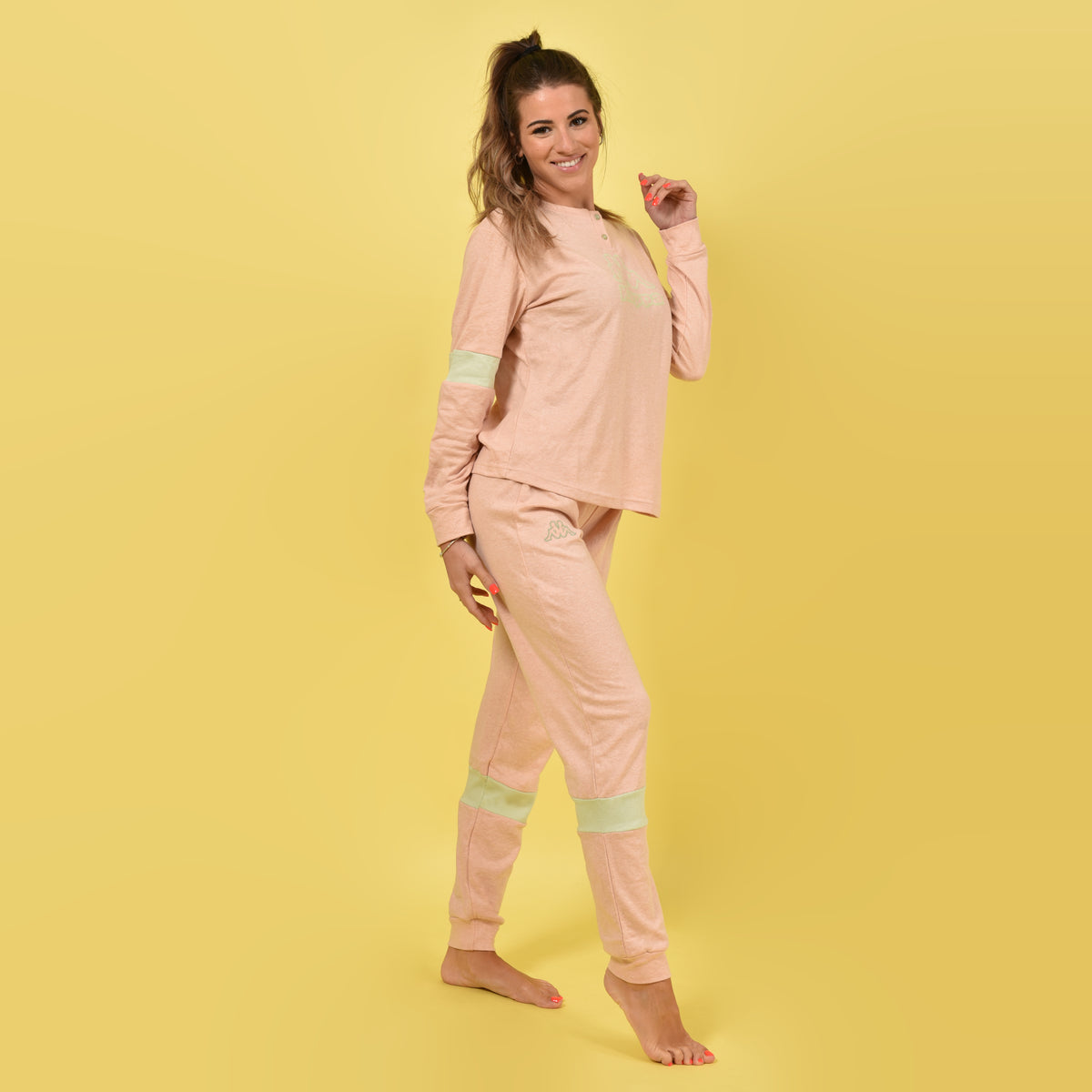 Pigiama Kappa donna rosa caldo cotone modello sportivo KWW22207