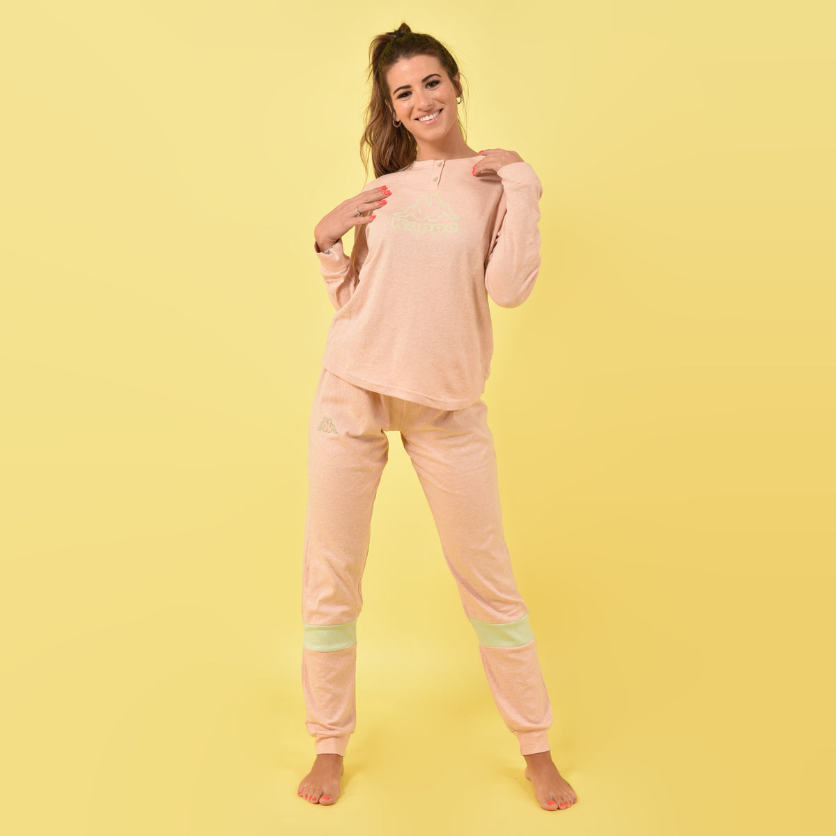 Pigiama Kappa donna rosa caldo cotone modello sportivo KWW22207