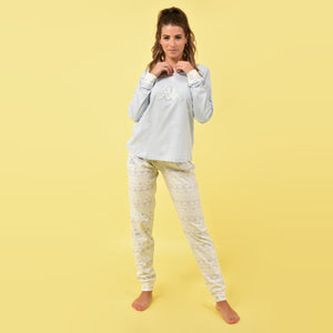 Pigiama donna invernale Kappa KWW22211 caldo cotone celeste