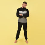Pigiama uomo caldo cotone interlock Navigare sportivo nero B2141358