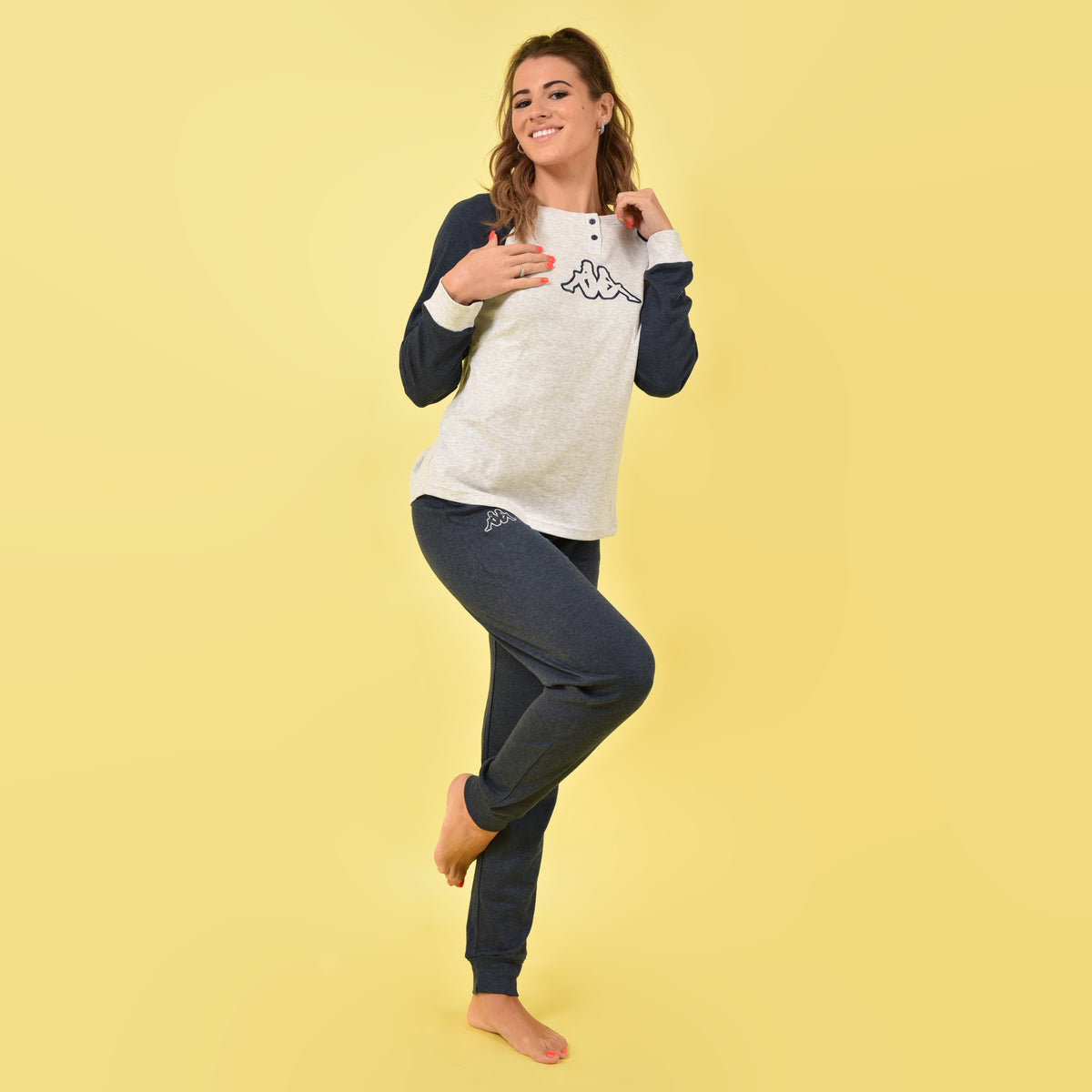 Pigiama Kappa modello sportivo in caldo cotone 22206 jeans mel