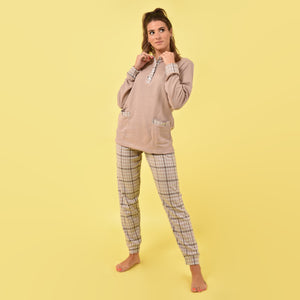 Pigiama donna invernale Karelpiù SE3438 punto milano cacao