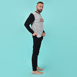 Pigiama uomo AC Milan serafino caldo cotone B2MI14130 grigio melange