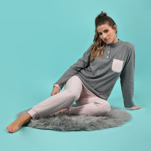 Pigiama donna invernale Karelpiù SE3432 punto milano grigio