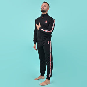 Pigiama uomo stile tuta Milan cotone felpato B2MI14133 nero