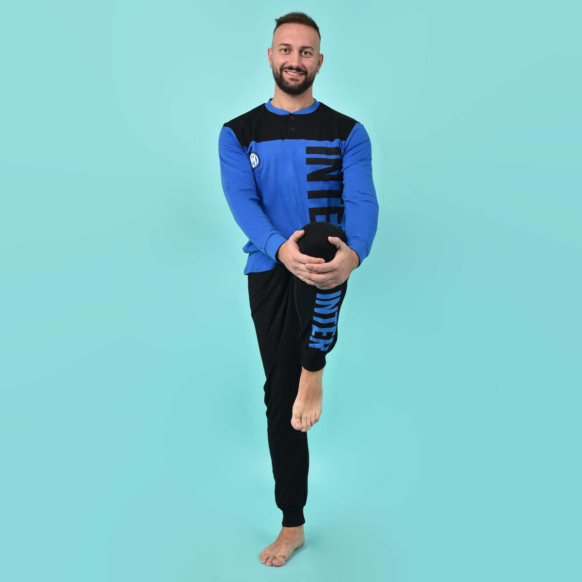 Pigiama uomo Inter B2IN14131 caldo cotone interlock royale