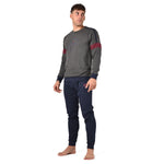 Pigiama uomo Lotto LP4073 caldo cotone antracite melange con polsini