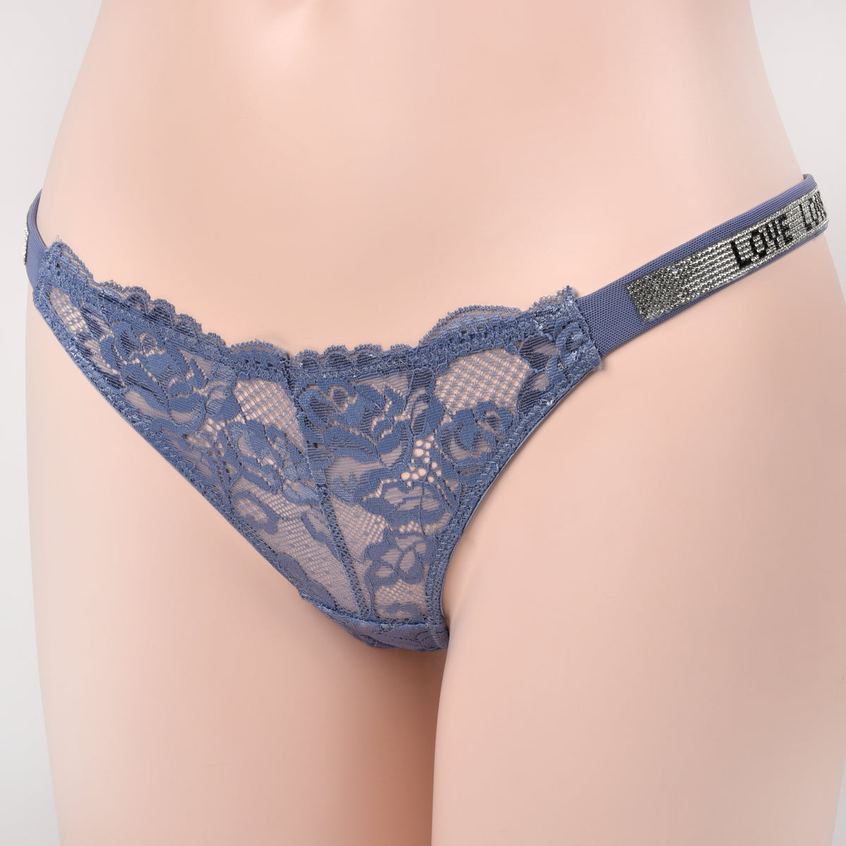 Coordinato Push-up + Brasiliana strass pizzo 53695 Love and Bra blu allure