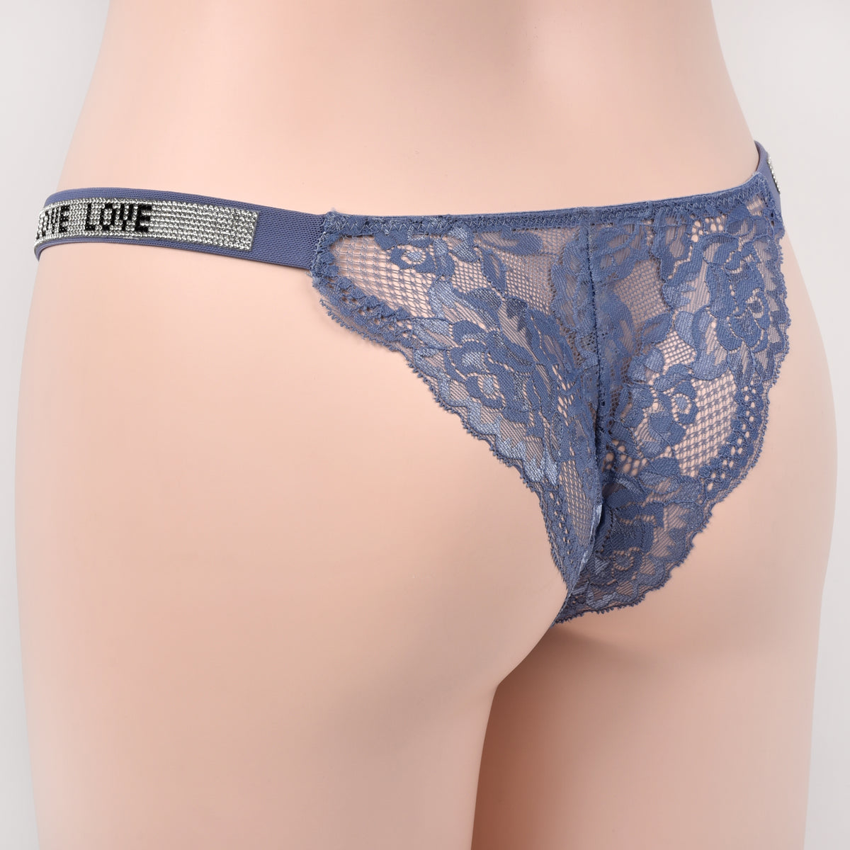 Coordinato Push-up + Brasiliana strass pizzo 53695 Love and Bra blu allure