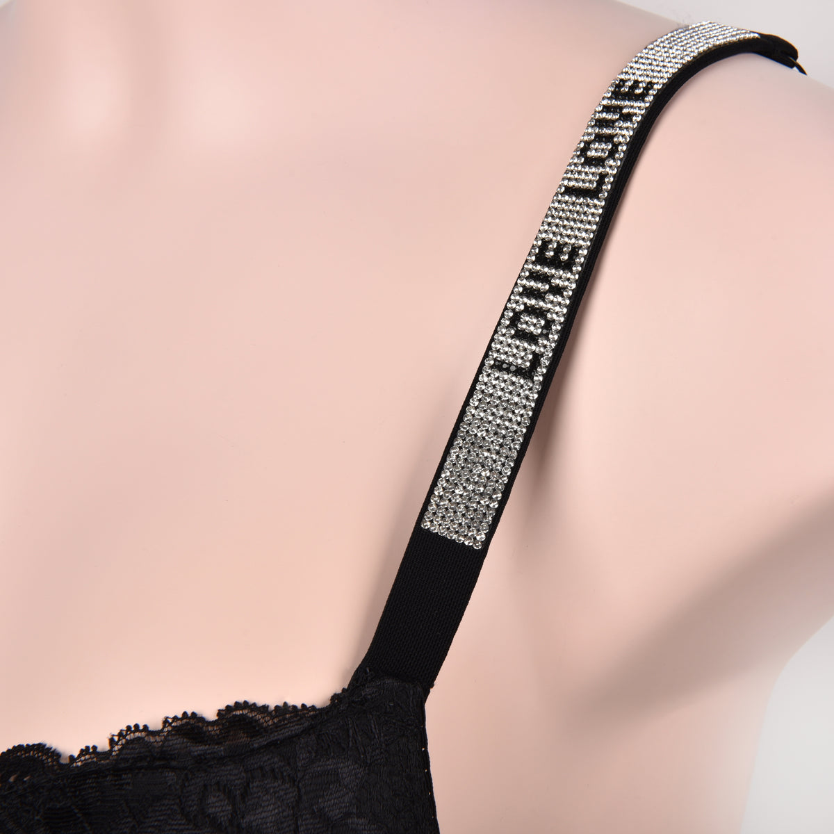 Coordinato Push-up + Brasiliana strass e pizzo nero 53695 Love and Bra
