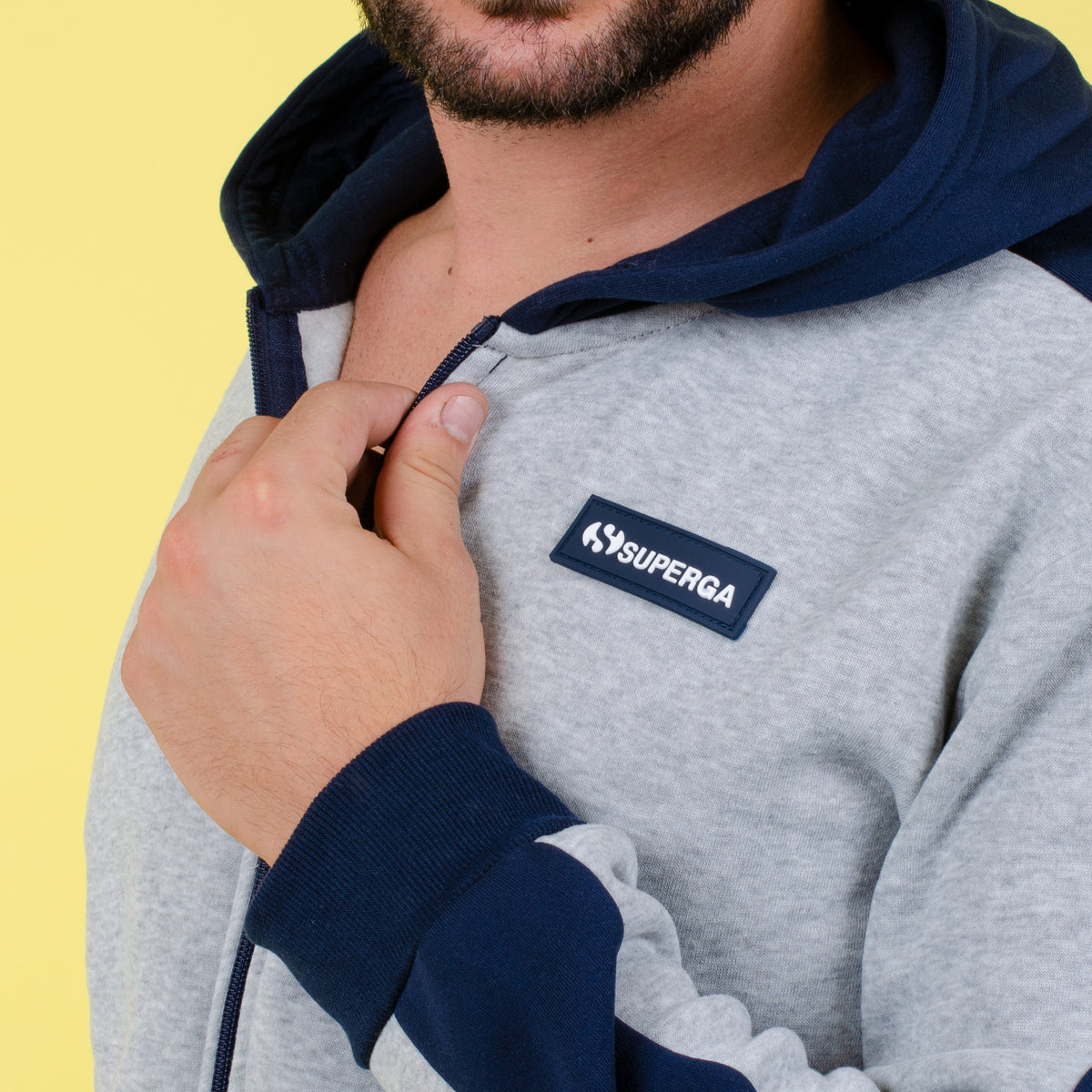 Tuta uomo Superga felpata con cappuccio e zip SMW22313 navy