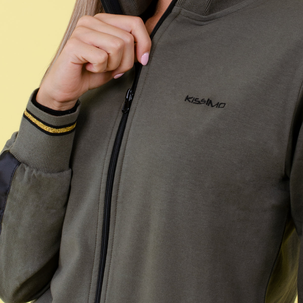 Tuta zip pigiama donna cotone felpato Biancaluna D2014 verde militare