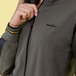 Tuta zip pigiama donna cotone felpato Biancaluna D2014 verde militare