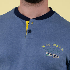 Pigiama uomo celeste giallo Navigare interlock B2141346
