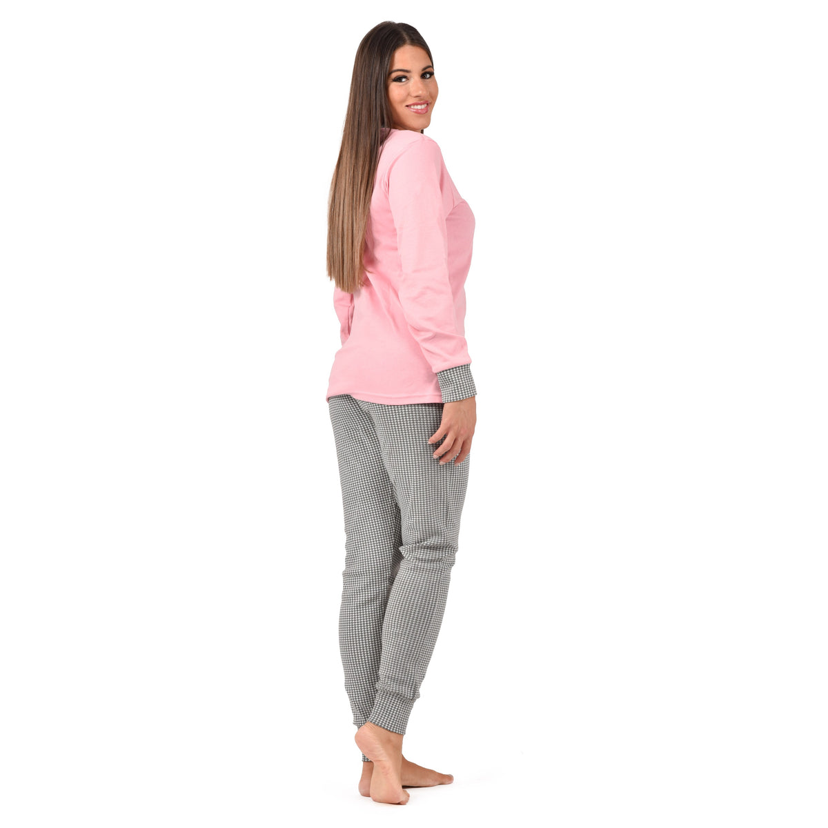 PIgiama donna caldo cotone pied de poule Karel SE5354