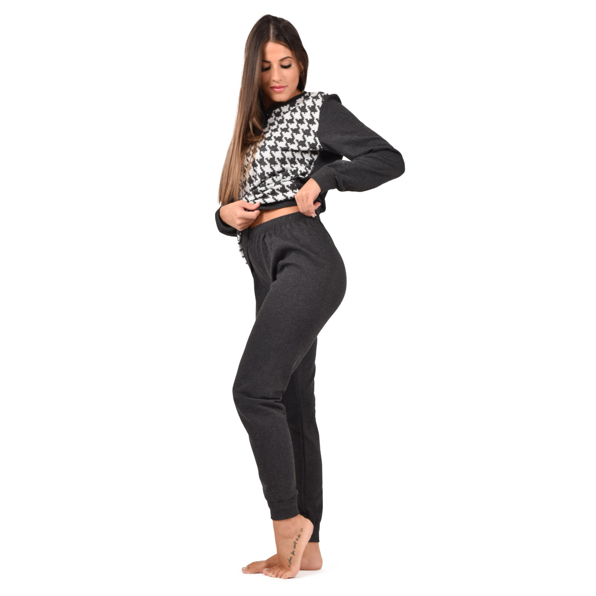 Pigiama donna in punto milano Pied de poule Ambro D6506.23