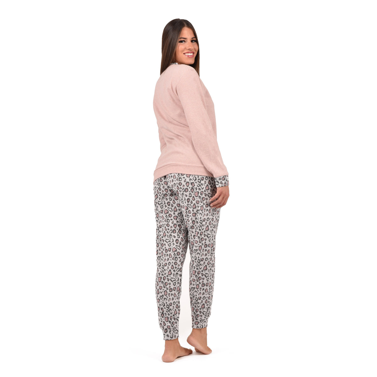 Pigiama donna in punto milano leopardato Karel SE5303