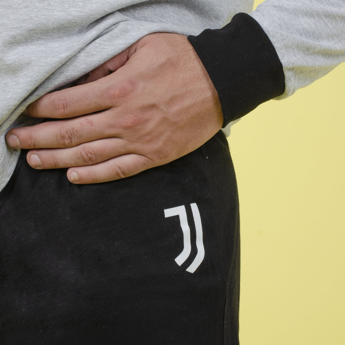 Pigiama uomo Juventus serafino cotone leggero B2JU14120 grigio melange