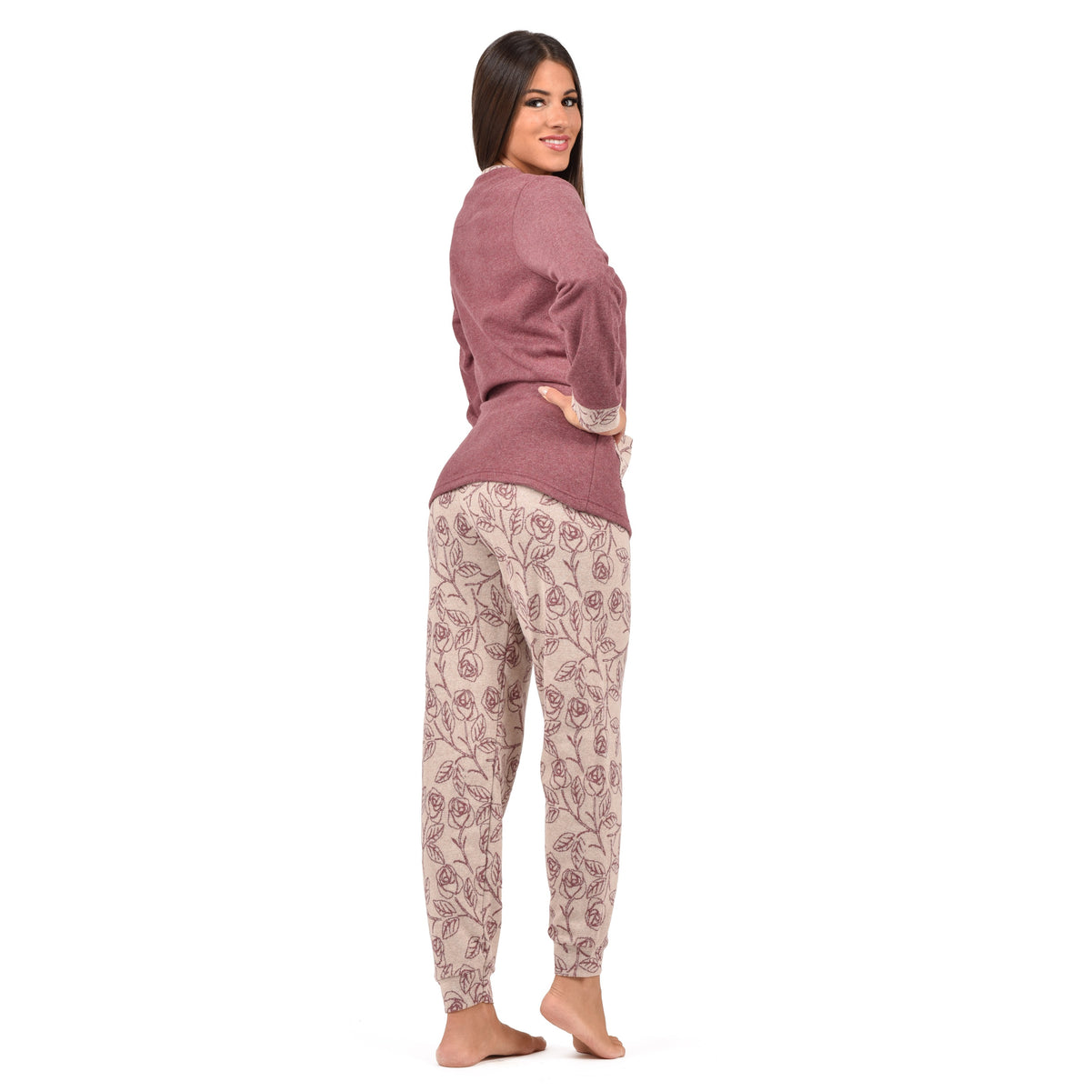 Pigiama donna serafino con tasche Karel punto milano SE5301