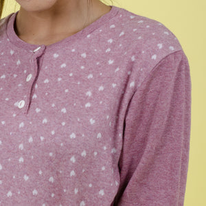 Pigiama donna punto milano Ambro cuoricini rosa D6506.22