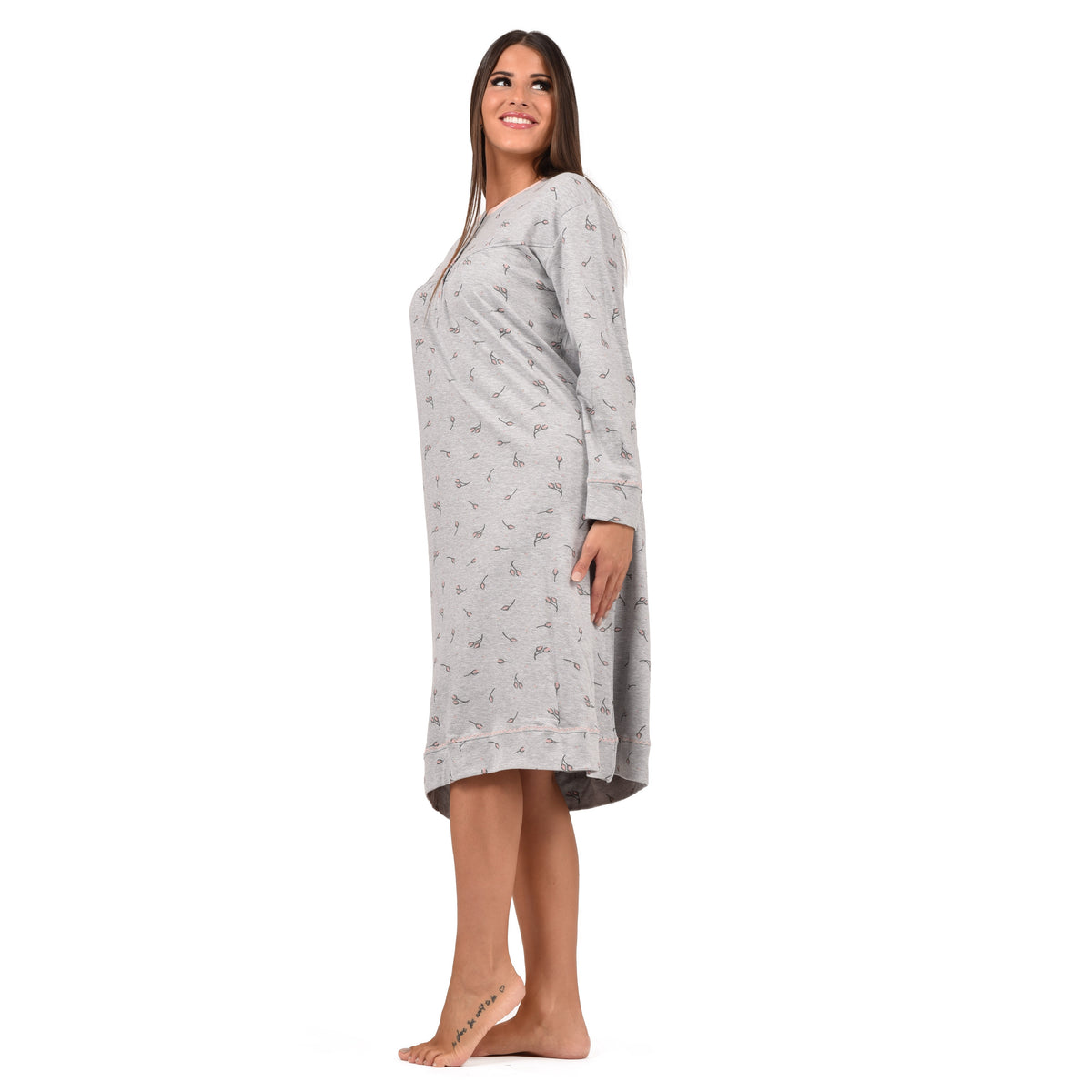 Camicia da notte classica ampia a fiori in caldo cotone Cippi 3159