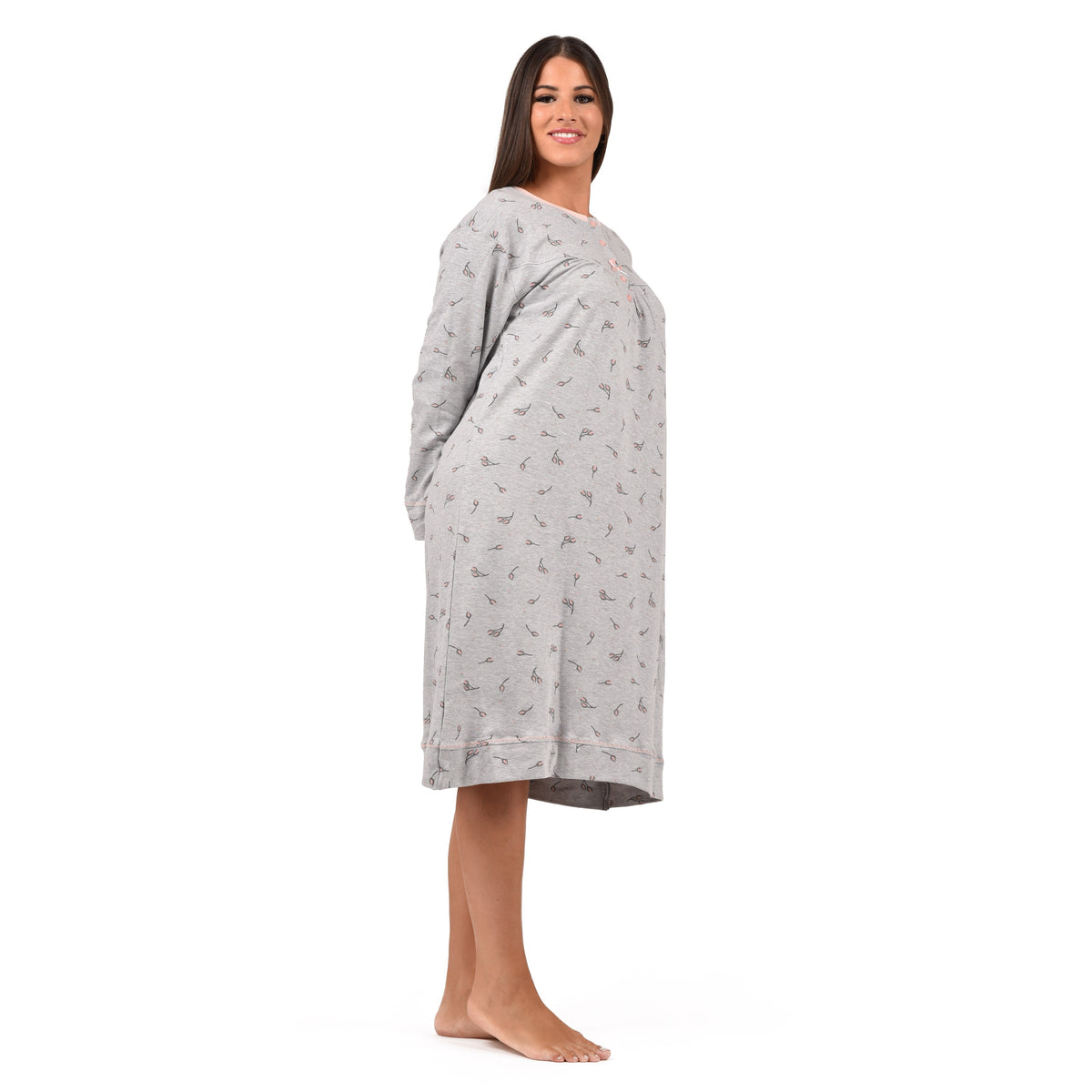 Camicia da notte classica ampia a fiori in caldo cotone Cippi 3159