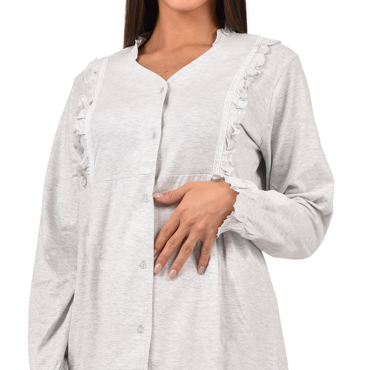 Camicia da notte aperta in caldo cotone Cippi 3162