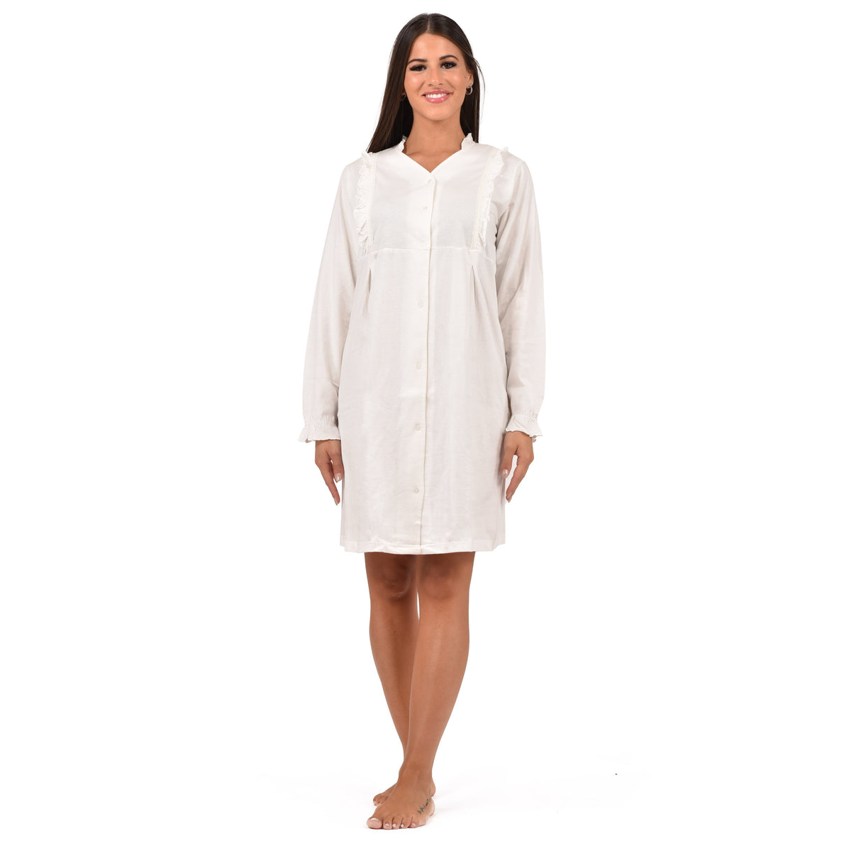 Camicia da notte aperta in caldo cotone Cippi 3162