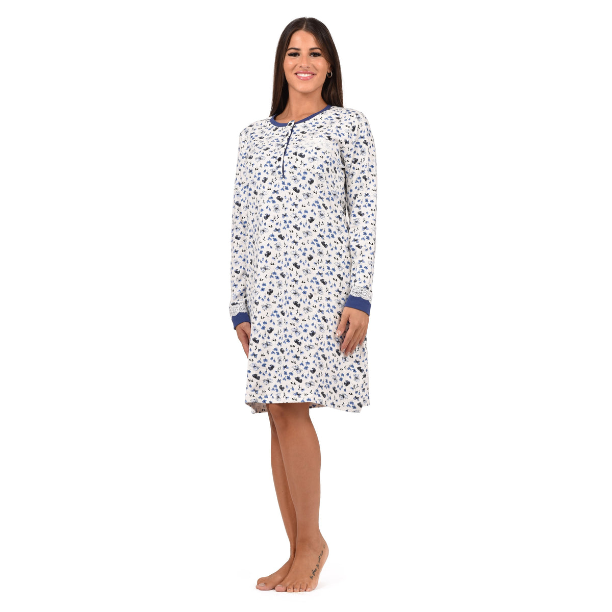 Camicia da notte serafino donna serafino caldo cotone Infiore MRP1677