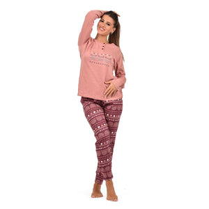 Pigiama donna serafino caldo cotone Infiore CHL1486