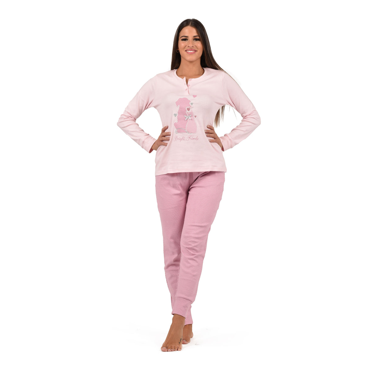 Pigiama donna serafino caldo cotone Infiore FRD1447