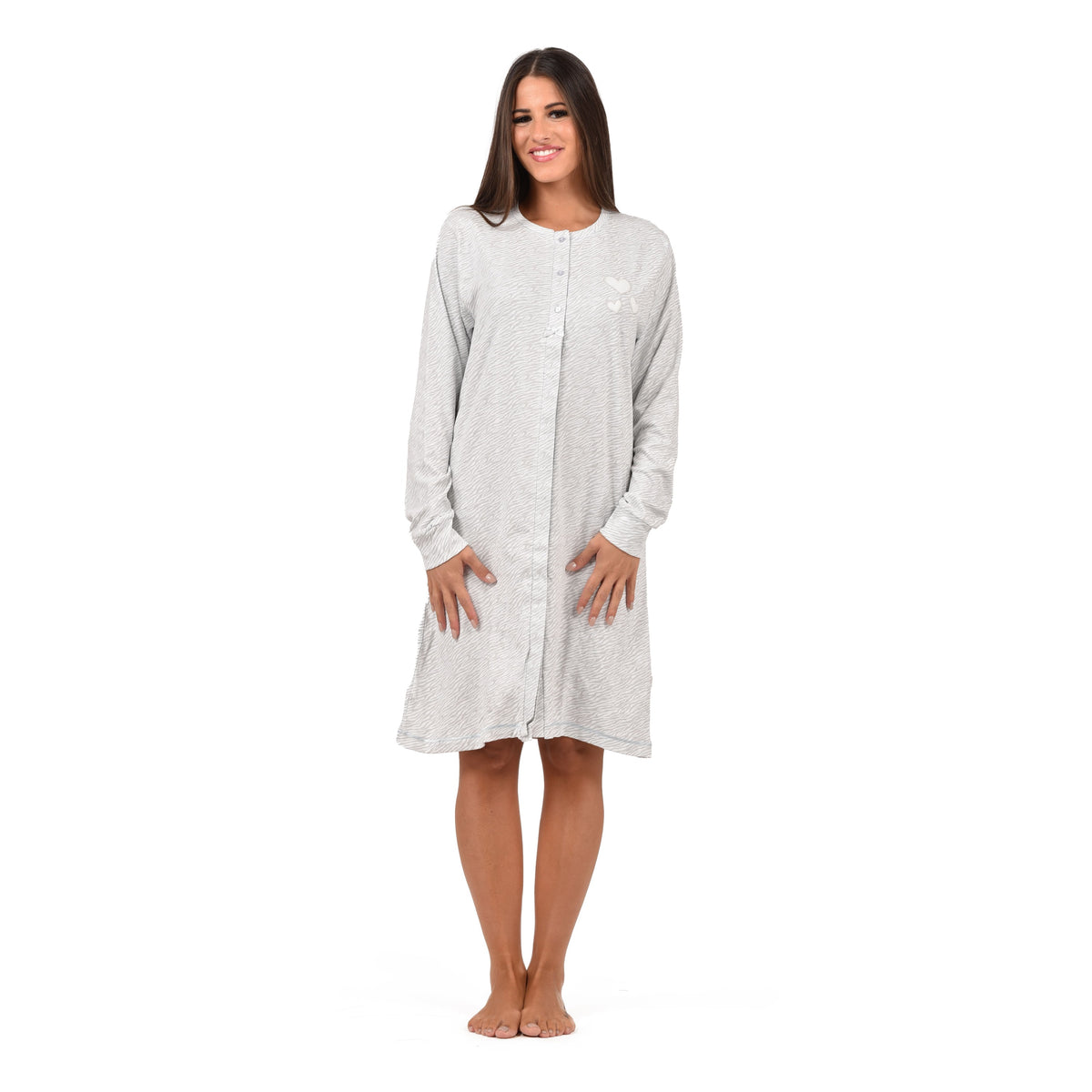 Camicia da notte caldo cotone con bottoni tigrato Irge IR1910