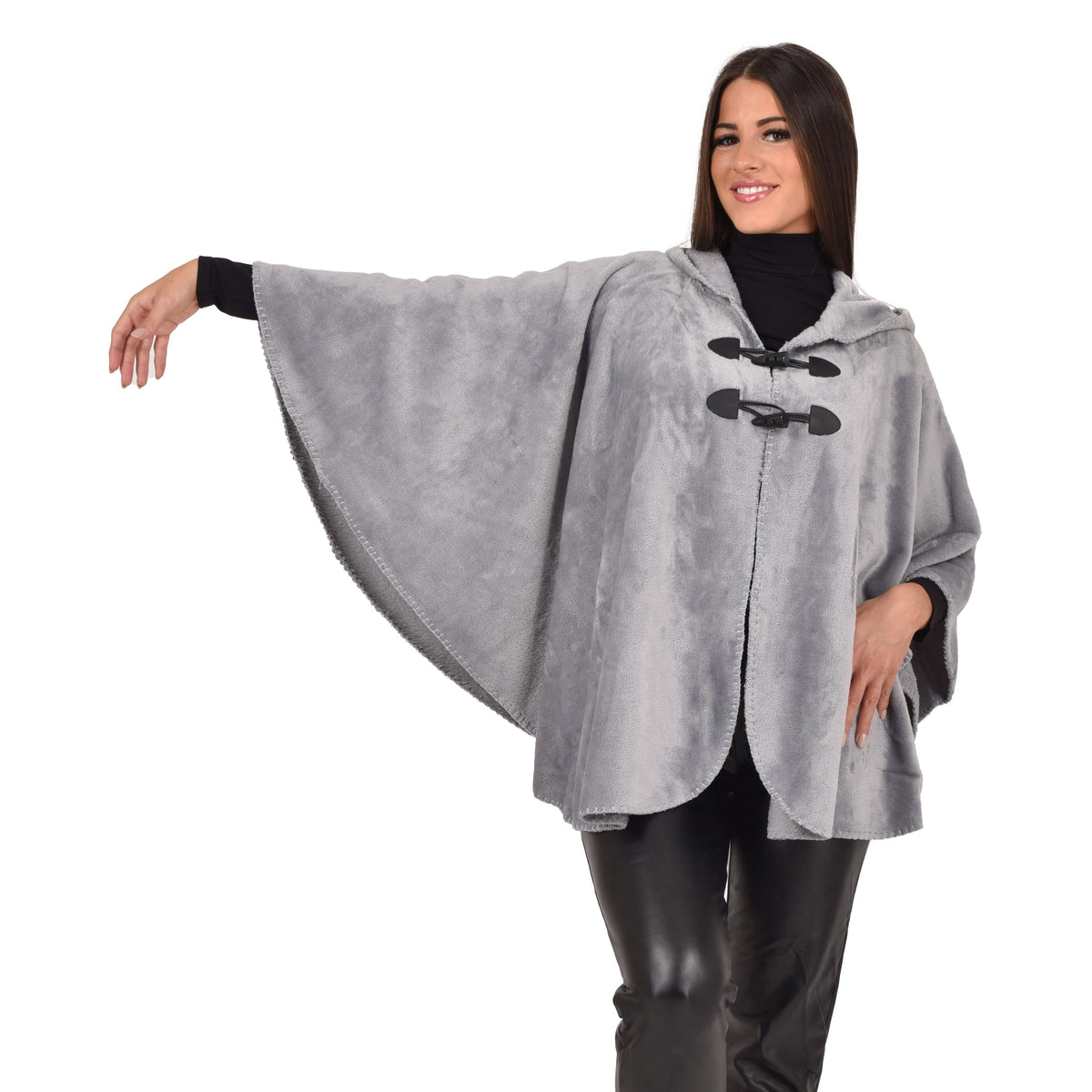 Cappa Giacca con cappuccio e alamari donna caldo flannel Biancaluna