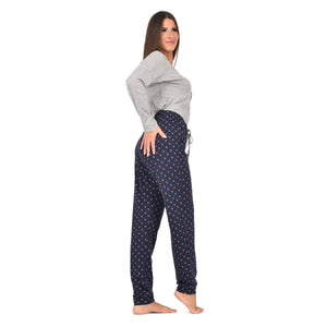 Pigiama donna Lovable L0CPT cotone ancora cuori grigio melange blu