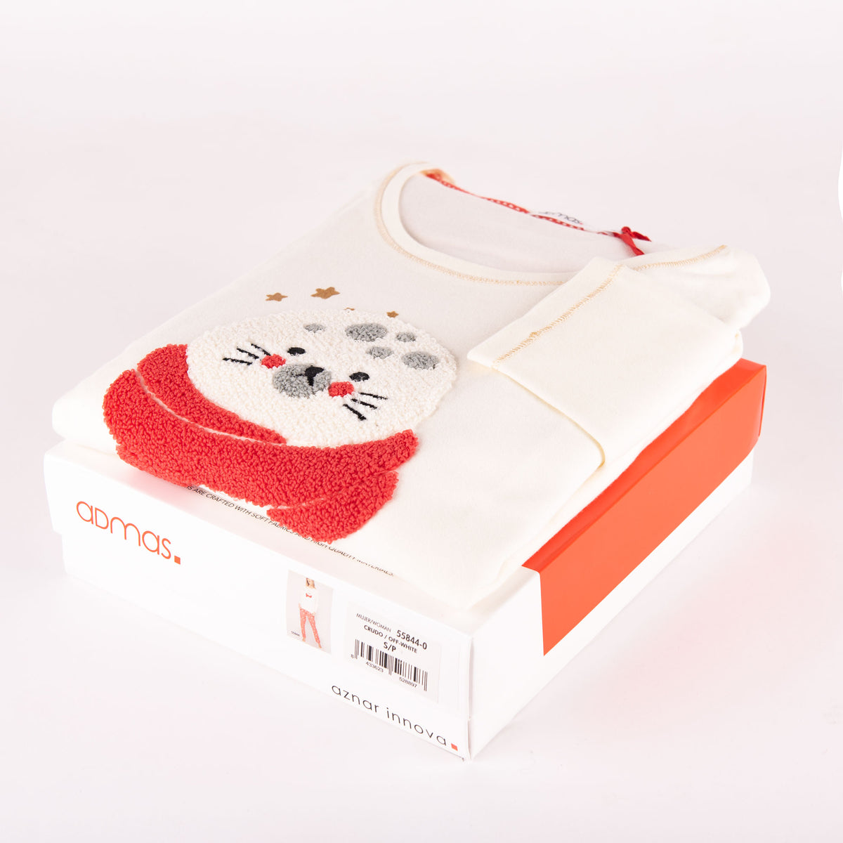 Pigiama donna caldo cotone foca crema corallo Admas 55844