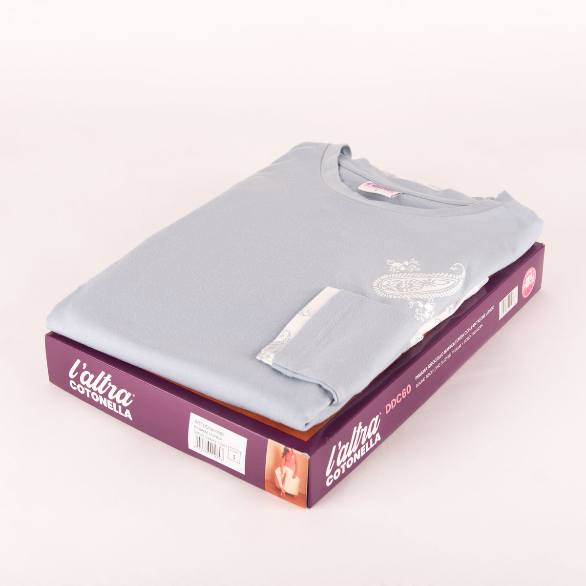 Pigiama donna interlock Cotonella DDC60 celeste