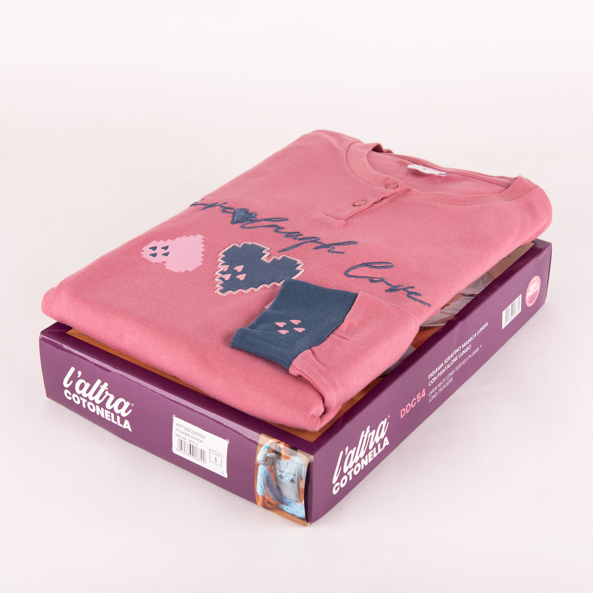 Pigiama donna cotone interlock cuori Cotonella DDC54 malva